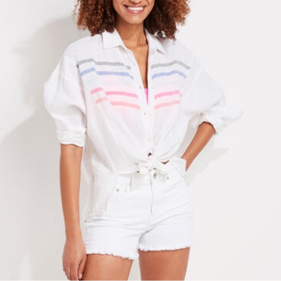 Vineyard Vines rainbow linen‎ weekend button down shirt oversized - Picture 1 of 7